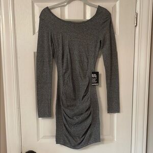 NWT Express Gray Ruched Bodycon Dress Size small
